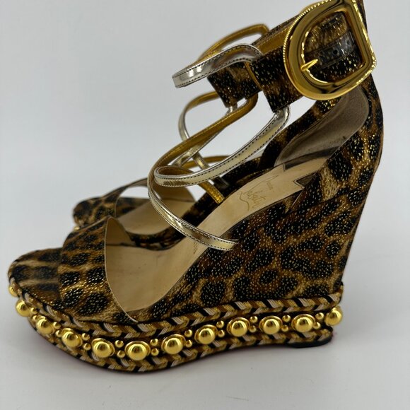 Louboutin Chocazeppa Wedges in Leopard - Size 39 - Picture 6 of 8